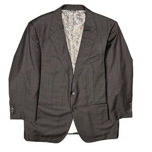 Bespoke John Ferrigamo Blazer Wool Sport Coat Brown Check 46R